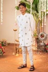 Buy_Panchhi By Kanupriya Tibrewala_Off White Silk Embroidery, Stones Swarna Bagh Sherwani Set _at_Aza_Fashions