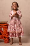 Buy_Plumcheeks_Pink Cotton Lace, Tassels Jharokha Jacket And Dress Set _at_Aza_Fashions