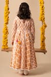 Shop_Plumcheeks_Yellow Cotton Embroidery Chandan Anakrali And Pant Set  _at_Aza_Fashions