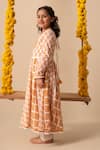 Plumcheeks_Yellow Cotton Embroidery Chandan Anakrali And Pant Set  _at_Aza_Fashions