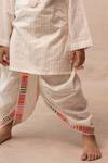Buy_Plumcheeks_White Cotton Metallic Thread Sunhera Kurta And Dhoti Pant Set _Online_at_Aza_Fashions
