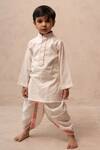 Buy_Plumcheeks_White Cotton Metallic Thread Sunhera Kurta And Dhoti Pant Set _at_Aza_Fashions