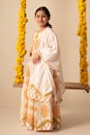 Plumcheeks_Yellow Cotton Embroidery, Tassels, Applique Chandan Floral Pattern Lehenga Set _Online_at_Aza_Fashions