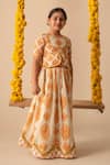 Shop_Plumcheeks_Yellow Cotton Embroidery, Tassels, Applique Chandan Floral Pattern Lehenga Set _Online_at_Aza_Fashions