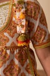 Plumcheeks_Yellow Cotton Embroidery, Tassels, Applique Chandan Floral Pattern Lehenga Set _at_Aza_Fashions