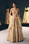 Buy_Sana Barreja_Gold Organza Embroidery, Zari, Sequins, Beads, Crystals The Dream Lehenga Set _at_Aza_Fashions