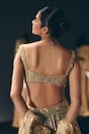 Shop_Sana Barreja_Gold Organza Embroidery, Zari, Sequins, Beads, Crystals The Dream Lehenga Set _at_Aza_Fashions