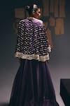 Shop_Sana Barreja_Purple Organza, Embroidery, Sequins, Beads, Two Fridas Cape Skirt Set _at_Aza_Fashions
