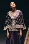 Sana Barreja_Purple Organza, Embroidery, Sequins, Beads, Two Fridas Cape Skirt Set _Online_at_Aza_Fashions