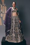 Buy_Sana Barreja_Purple Silk Organza Sequins, Beads, Embroidery, Stones, Nightlife Lehenga Set _at_Aza_Fashions