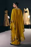 Shop_Sana Barreja_Yellow Silk Organza, Silk, Crepe Beads, Impression Border Cape Skirt Set _at_Aza_Fashions