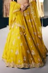 Sana Barreja_Yellow Silk Organza, Silk, Dupion Beads, Crystals, Empire Of Light Lehenga Set _Online_at_Aza_Fashions
