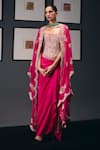 Shop Sana Barreja Fuchsia Silk Organza, Silk, Crepe Beads, The Swing Hand Cape Skirt Set Online at Aza Fashions Shop_Sana Barreja_Fuchsia Silk Organza, Silk, Crepe Beads, The Swing Hand Cape Skirt Set _Online_at_Aza_Fashions