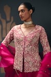 Buy_Sana Barreja_Fuchsia Silk Organza, Dupion Beads, Crystals, The Tempest Jacket Sharara Set _Online_at_Aza_Fashions