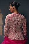 Shop_Sana Barreja_Fuchsia Silk Organza, Dupion Beads, Crystals, The Tempest Jacket Sharara Set _at_Aza_Fashions