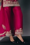 Sana Barreja_Fuchsia Dupion, Silk Embroidery, Beads, Crystals, Olympia Geometric Kurta Set _Online_at_Aza_Fashions