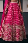 Buy_Sana Barreja_Fuchsia Organza, Beads, Crystals, The Dance Zardozi Lehenga Set _Online_at_Aza_Fashions