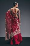 Shop_Sana Barreja_Red Silk Organza, Dupion Embroidery, Beads, Memory Pre-draped Saree With Blouse _at_Aza_Fashions