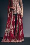 Sana Barreja_Red Dupion, Silk , Beads, Crystals, The Studio Peplum Kurta Set _Online_at_Aza_Fashions