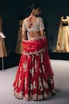 Shop_Sana Barreja_Red , Chiffon, Silk Beads, The Scarlet Garden Lehenga Set _at_Aza_Fashions