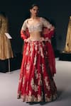 Buy_Sana Barreja_Red , Chiffon, Silk Beads, The Scarlet Garden Lehenga Set _at_Aza_Fashions