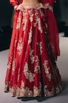 Buy_Sana Barreja_Red , Chiffon, Silk Beads, The Scarlet Garden Lehenga Set _Online_at_Aza_Fashions