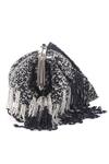 Buy_Nazaakat By Samara Singh_Black Beads, Tassels Beaded Fringe Batua Bag With Detachable Handle 