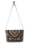 Shop_Nazaakat By Samara Singh_Black Stones, Beads, Sequins Boho And Embellished Sling Bag_at_Aza_Fashions