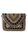 Shop_Nazaakat By Samara Singh_Black Stones, Beads, Sequins Boho And Embellished Sling Bag_Online_at_Aza_Fashions