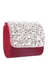 Buy_Nazaakat By Samara Singh_Red Crystals, Rhinestones Velvet Embellished Flap Bag 