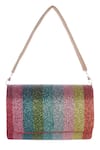 Shop_Nazaakat By Samara Singh_Multi Color Beads Striped Flap Bag _at_Aza_Fashions
