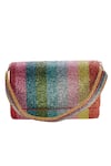 Nazaakat By Samara Singh_Multi Color Beads Striped Flap Bag _Online_at_Aza_Fashions