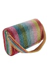 Buy_Nazaakat By Samara Singh_Multi Color Beads Striped Flap Bag _Online_at_Aza_Fashions