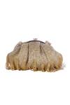 Shop_Nazaakat By Samara Singh_Gold Beads, Tassels Beaded Fringe Batua Bag With Detachable Handle_Online_at_Aza_Fashions