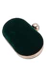 Nazaakat By Samara Singh_Green Rhinestones, Stones Embellished Velvet Clutch With Detachable Chain _Online_at_Aza_Fashions