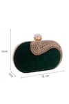 Nazaakat By Samara Singh_Green Rhinestones, Stones Embellished Velvet Clutch With Detachable Chain _at_Aza_Fashions