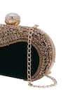 Nazaakat By Samara Singh_Green Rhinestones, Stones Embellished Velvet Clutch With Detachable Chain _Online