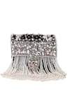 Shop_Nazaakat By Samara Singh_Black Pearls, Crystals, Rhinestones, Beads And Stone Embellished Flap Bag _Online_at_Aza_Fashions