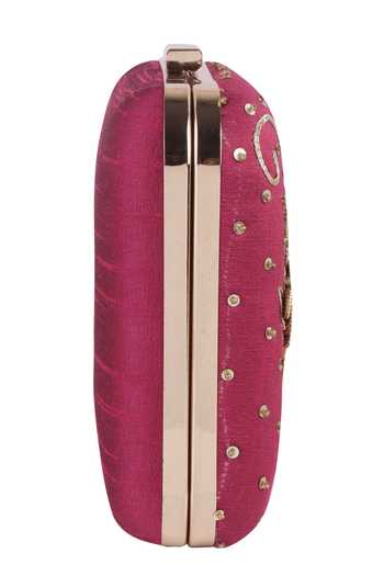 Shop_Nazaakat By Samara Singh_Purple Sequins, Embroidery Floral And Thread Clutch _Online_at_Aza_Fashions