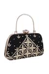 Shop_Nazaakat By Samara Singh_Black Embroidery, Crystals Clutch With Detachable Sling _Online_at_Aza_Fashions