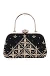 Buy_Nazaakat By Samara Singh_Black Embroidery, Crystals Clutch With Detachable Sling 