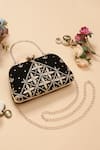 Buy_Nazaakat By Samara Singh_Black Embroidery, Crystals Clutch With Detachable Sling _at_Aza_Fashions