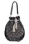 Shop Nazaakat By Samara Singh Black Beads, Tassels Geometric Beaded Fringe Potli Bag at Aza Fashions Shop_Nazaakat By Samara Singh_Black Beads, Tassels Geometric Beaded Fringe Potli Bag _at_Aza_Fashions