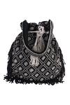 Shop Nazaakat By Samara Singh Black Beads, Tassels Geometric Beaded Fringe Potli Bag Online at Aza Fashions Shop_Nazaakat By Samara Singh_Black Beads, Tassels Geometric Beaded Fringe Potli Bag _Online_at_Aza_Fashions