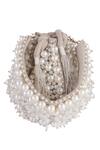 Nazaakat By Samara Singh_Cream Pearls, Beads, Tassels And Crystal Embellished Lotus Potli_at_Aza_Fashions