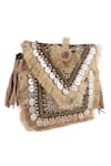 Nazaakat By Samara Singh_Brown Beads, Fringe, Tassels Coin And Beaded Boho Bag _at_Aza_Fashions