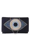 Shop_Nazaakat By Samara Singh_Black Beads Evil Eye Flap Bag _at_Aza_Fashions
