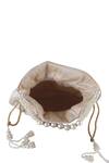 Nazaakat By Samara Singh_Beige Beads, Pearls, Embroidery, Tassels Potli Bag With Handle_Online_at_Aza_Fashions