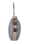 Nazaakat By Samara Singh_Silver Embroidery, Sequins, Crystals Floral Oval Clutch With Handle _Online_at_Aza_Fashions