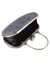 Buy_Nazaakat By Samara Singh_Silver Embroidery, Sequins, Crystals Floral Oval Clutch With Handle _Online_at_Aza_Fashions